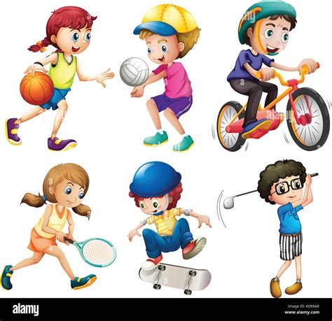 Illustration of children playing sports Stock Vector Image & Art - Alamy