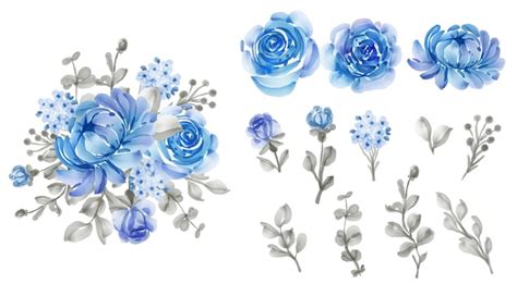 Clip Art Watercolor floral bouquet png Watercolor blue floral clipart ...