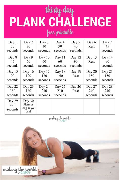 30 Day Plank Challenge Chart | 30 day plank challenge, 30 day plank ...