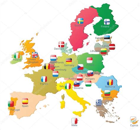 Flags Of Europe Map