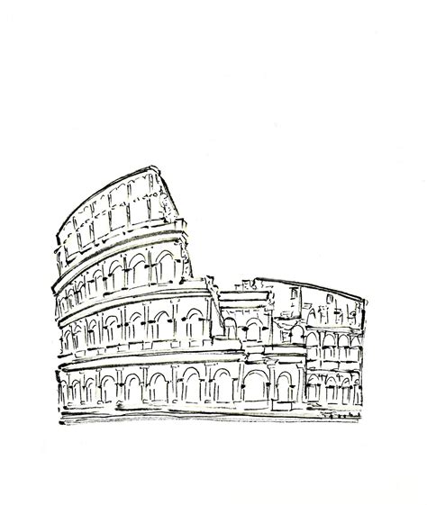 Architectural Drawing Roman Colosseum, Rome Art Print, Architecture Rome, Architecture Italy ...