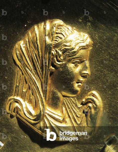 Image of Gold medallion depicting Olympias, wife of king of Macedonia ...