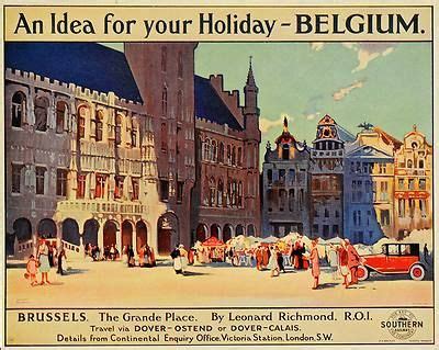 1933 Grande Place Brussels Belgium Travel Mini Poster - ORIGINAL ...