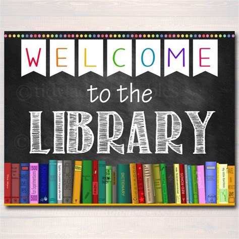 Printable Welcome Library School Sign Classroom Decor School | Etsy