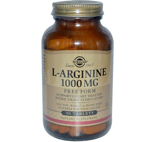 L-Arginine 1000mg 90 Tablets - Solgar - Online Supplement Store ...