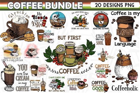 Coffee Sublimation Bundle 20 Designs Graphic by Zanynoti · Creative Fabrica