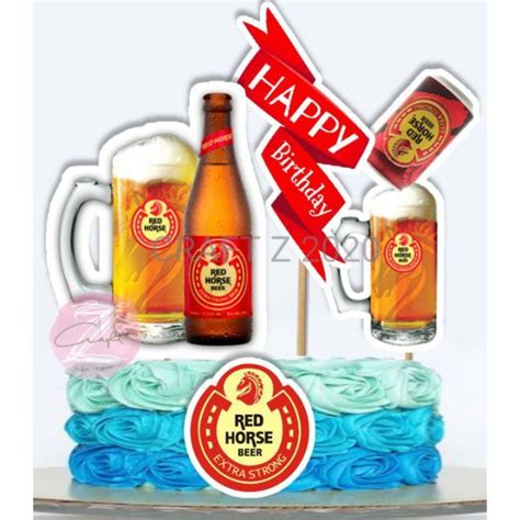 Red Horse happy birthday cake topper decoration | Lazada PH