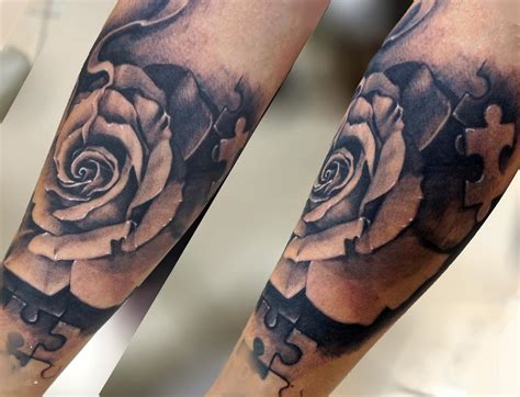 rose puzzle piece tattoo girl tatts by George Muecke: TattooNOW