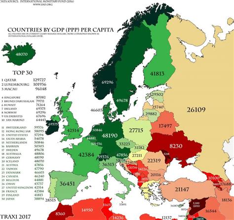 European countries by GDP per capita (2016) - Vivid Maps