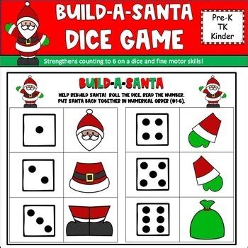 Build-A-Santa Math Game, Christmas, by Learning Thru Play in TK | TPT