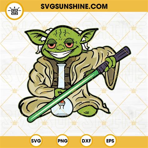 Yoda With Weed Bong SVG, Jedi Master Smoking Marijuana SVG, Star Wars Cannabis SVG PNG DXF EPS