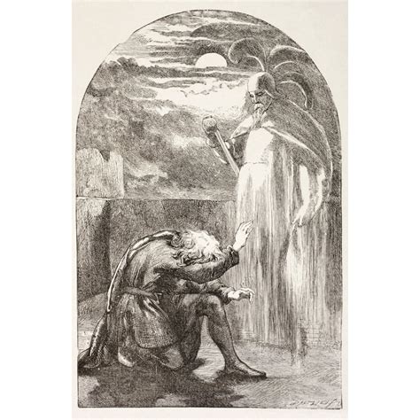 Illustration From Hamlet By William Shakespeare. Hamlet Sees The Ghost ...