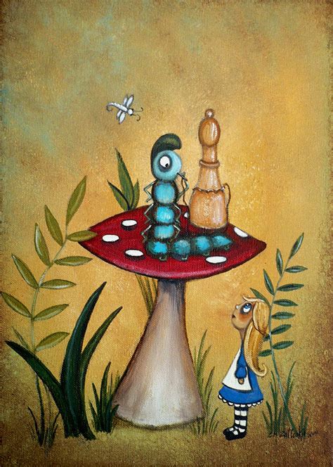 Alice In Wonderland Art Alice And The Caterpillar Painting by Charlene Murray Zatloukal