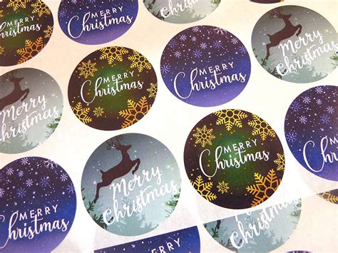 Pack of 30 Merry, Happy Christmas Round Stickers, Colourful Envelope ...