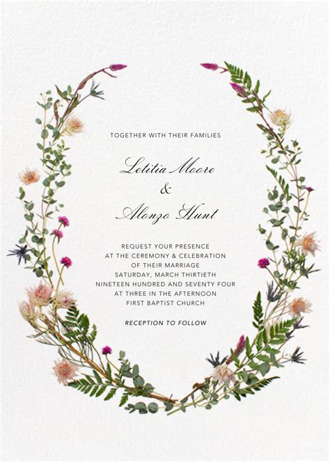 Fleurs Sauvages Wreath Border | Send online instantly | RSVP tracking