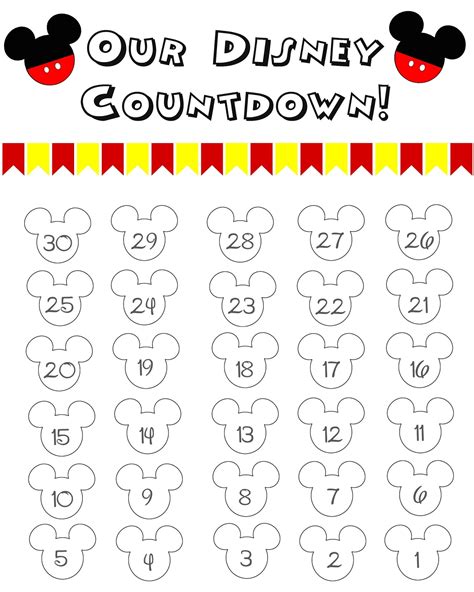 Disney World Countdown Calendar - FREE Printable!! | The Momma Diaries