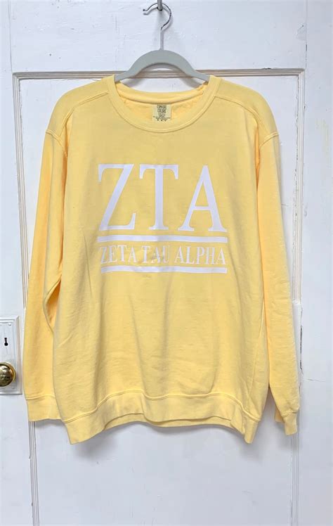 Zeta Tau Alpha Comfort Colors Sweatshirt Greek Letters AND - Etsy