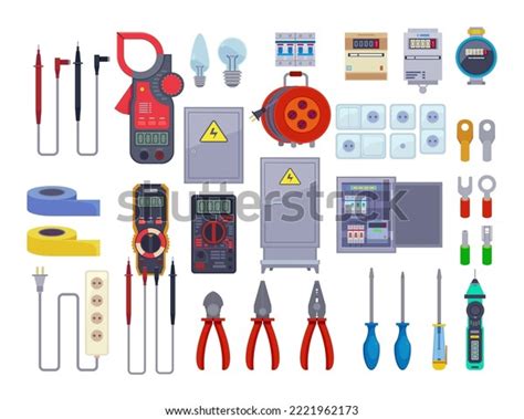 Tools Equipment Electrician Vector Illustrations Set Stock Vector ...