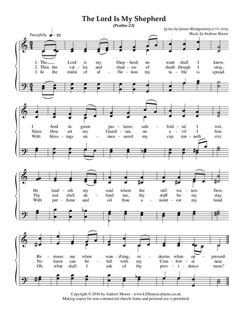 The Lord Is My Shepherd (new tune) (by Andrew Moore -- Choir Unison, SATB, Vocal Solo)