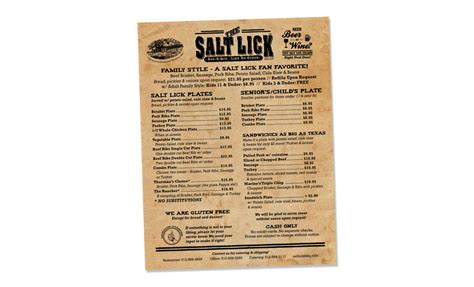 Cold Shower Design Salt Lick BBQ Menu - Cold Shower Design