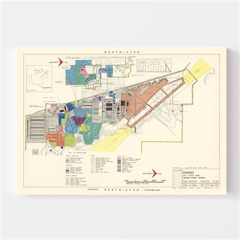 Vintage Map of Robins Air Force Base, 1952 by Ted's Vintage Art