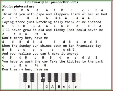 Don't Marry Her The Beautiful South Piano Letter Notes + Tin Whistle ...