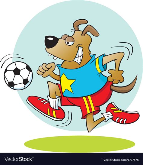 Cartoon dog playing soccer Royalty Free Vector Image