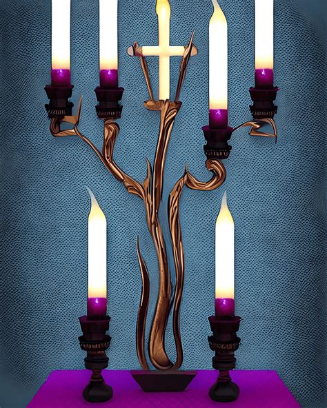 Beautiful Menorah with Candles Lit · Creative Fabrica