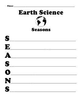 "Seasons" Acrostic Poem with Word Search by BAC Education | TPT