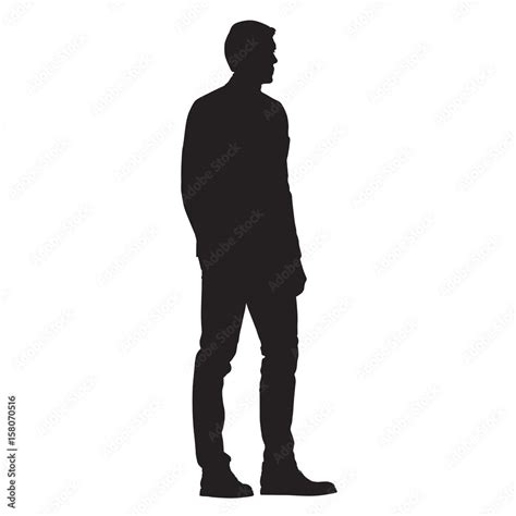 Vecteur Stock Man standing, side view, isolated vector silhouette | Adobe Stock