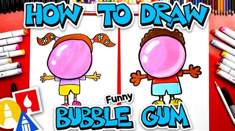 How To Draw A Kid Blowing A Giant Bubblegum Bubble - Art For Kids Hub