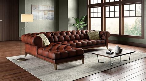 Leather Sofa Chaise Lounge | Baci Living Room