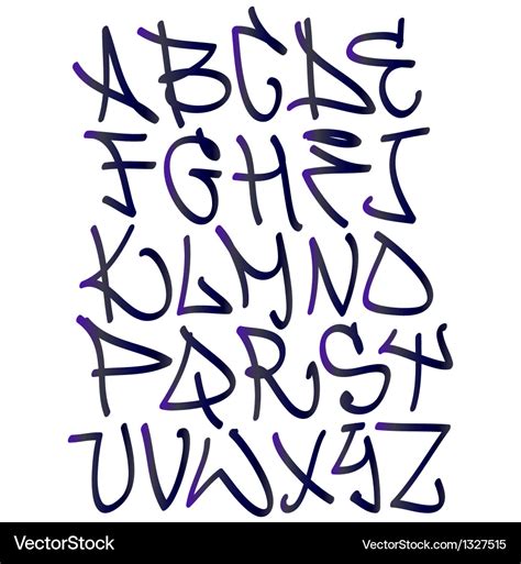 Graffiti font alphabet letters hip hop type Vector Image