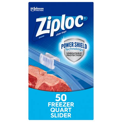 Ziploc Brand Slider Freezer Quart Bags with Power Shield Technology, 50 ...