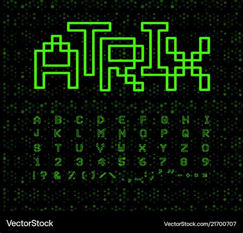 Matrix font geometrical lines green digital Vector Image