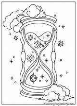 Abstract Hourglass With Mystic Stars Night Sky  Free Printable sketch template