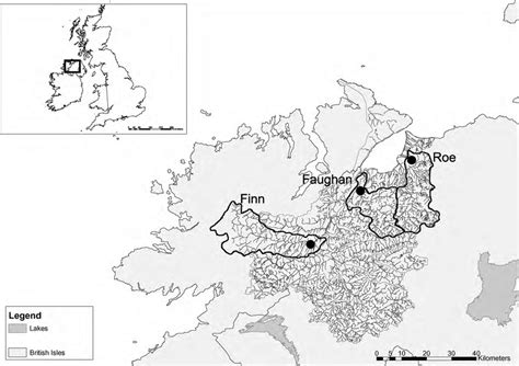 Map of the Foyle catchment. Plain dots represent the resistivity ...