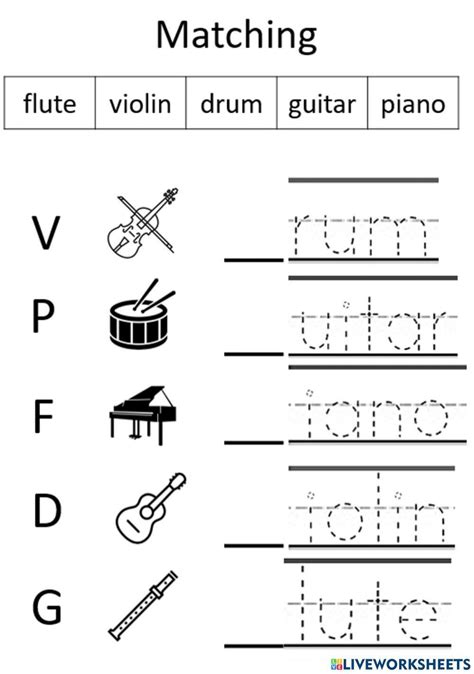 Musical Instruments online exercise for Kindergarten | Live Worksheets ...