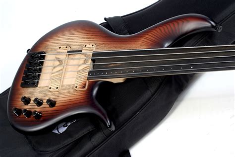 F bass BNF5 Fretless 5 String Ebony Fretboard - brown burst satin Solid body electric bass