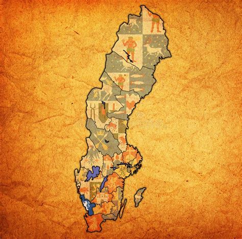 Halland on Map of Swedish Counties Stock Illustration - Illustration of border, coat: 266196627