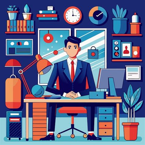 Premium Vector | Business office with man