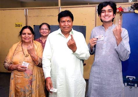 Haryana Legislative Assembly Speaker Gian Chand Gupta, along with family members, casts his vote ...