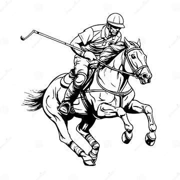 Polo Player Riding the Horse Hand Drawn Sketch Vector Illustration ...