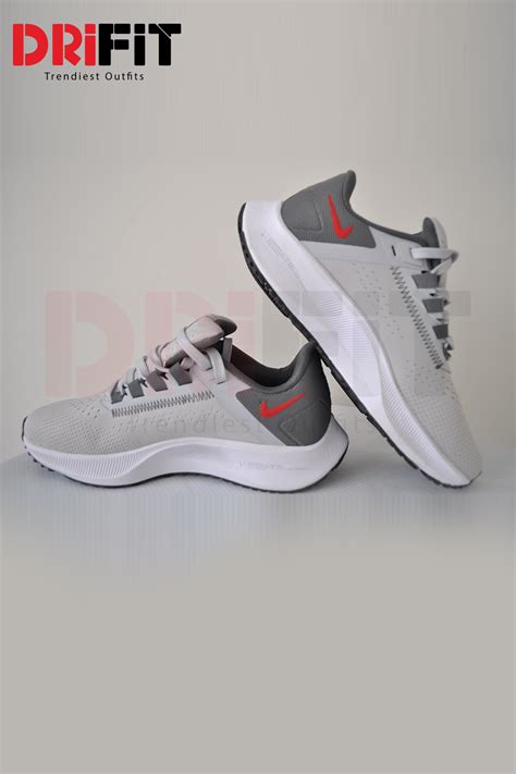 Nike Air Zoom Pegasus 38 Pure Platinum Wolf Grey Chile Red | Dri Fit