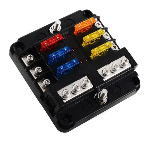 12V 24V Plastic Cover Fuse Box Holder 6 Way Blade Fuse Block Case With LED Indicator Display for ...