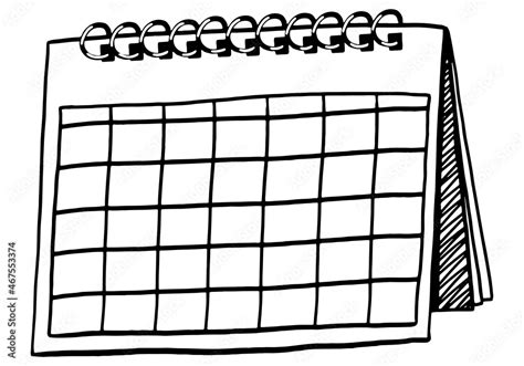 Desk calendar blank template in doodle style. Clip art for planning ...