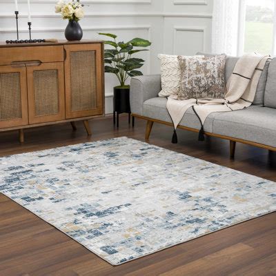 17 Stories Liverii Abstract Design Modern Blue Area/Beige Rug & Reviews ...