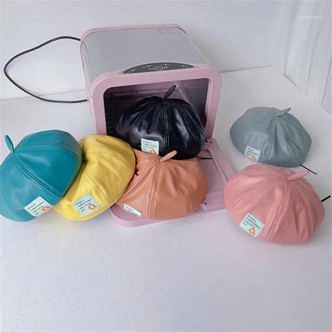 Franch Style PU Leather Cute Beret Hat For Kids And Children 90s Artist Painter Flat Cap In ...