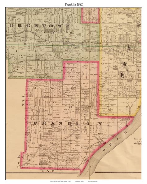 Franklin, Indiana 1882 Old Town Map Custom Print - Floyd Co. - OLD MAPS