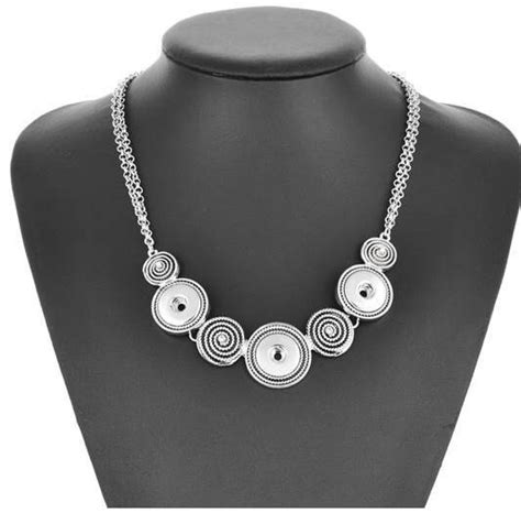 Snap Jewelry Necklace, 3 Snap Swirls Snap Necklace, Silvertone. Fits 18 ...